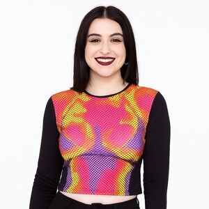 Gorglitter Multicolor Crop Top Large NWOT